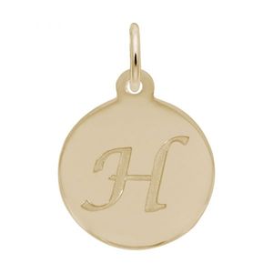 Petite Initial Disc - Script H 10k Gold Charm - 10-1896-8-10k