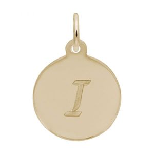 Petite Initial Disc - Script I 14k Gold Charm - 10-1896-9-14k