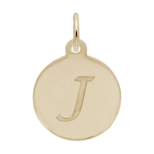 Petite Initial Disc - Script J 14k Gold Charm - 10-1896-10-14k