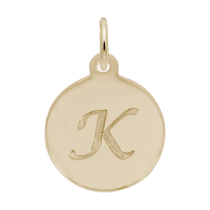 Petite Initial Disc - Script K 14k Gold Charm - 10-1896-11-14k