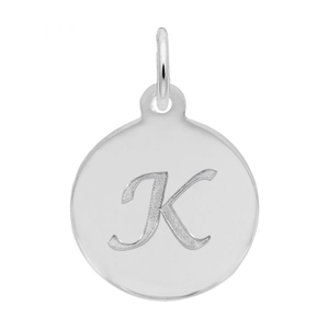 Petite Initial Disc - Script K 14k Gold Charm - 10-1896-11-14kw