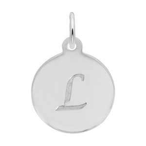 Petite Initial Disc - Script L Sterling Silver Charm- 10-1896-12-ss