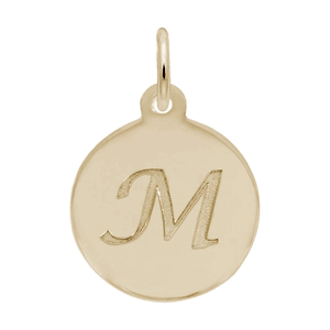 Petite Initial Disc - Script M 10k Gold Charm - 10-1896-13-10k