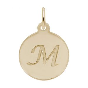 Petite Initial Disc - Script M 14k Gold Charm - 10-1896-13-14k