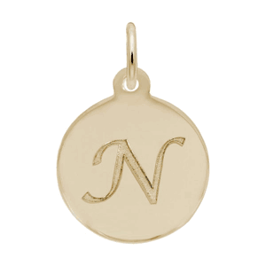Petite Initial Disc - Script N 10k Gold Charm - 10-1896-14-10k