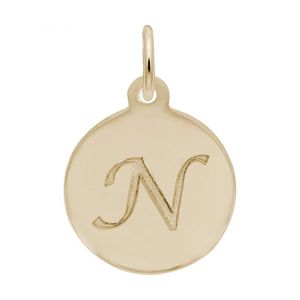Petite Initial Disc - Script N 14k Gold Charm - 10-1896-14-14k