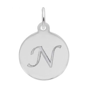 Petite Initial Disc - Script N 14k Gold Charm - 10-1896-14-14kw