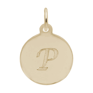 Petite Initial Disc - Script P 14k Gold Charm - 10-1896-16-14k