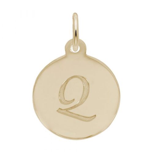 Petite Initial Disc - Script Q 10k Gold Charm - 10-1896-17-10k