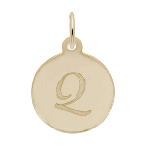 Petite Initial Disc - Script Q 14k Gold Charm - 10-1896-17-14k
