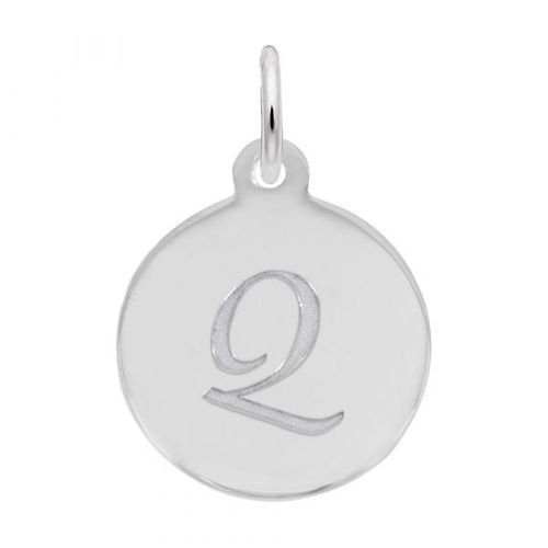 Petite Initial Disc - Script Q Sterling Silver Charm- 10-1896-17-ss