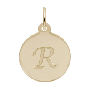 Petite Initial Disc - Script R 10k Gold Charm - 10-1896-18-10k