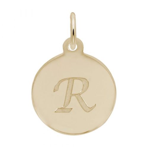 Petite Initial Disc - Script R 10k Gold Charm - 10-1896-18-10k
