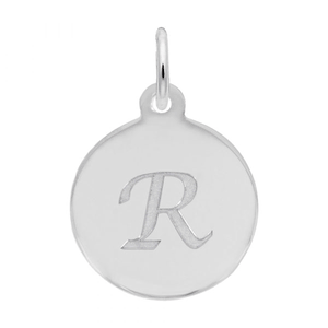Petite Initial Disc - Script R 14k Gold Charm - 10-1896-18-14kw