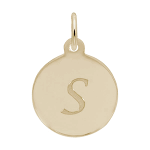 Petite Initial Disc - Script S 14k Gold Charm - 10-1896-19-14k