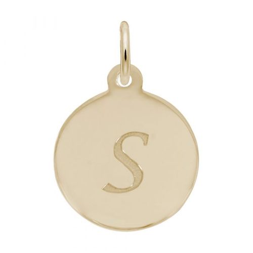 Petite Initial Disc - Script S 14k Gold Charm - 10-1896-19-14k