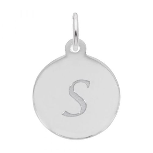 Petite Initial Disc - Script S Sterling Silver Charm- 10-1896-19-ss