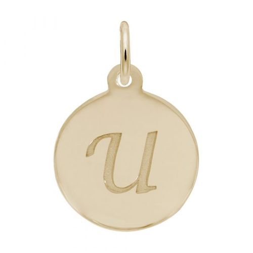 Petite Initial Disc - Script U 10k Gold Charm - 10-1896-21-10k