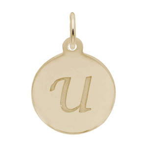 Petite Initial Disc - Script U 14k Gold Charm - 10-1896-21-14k