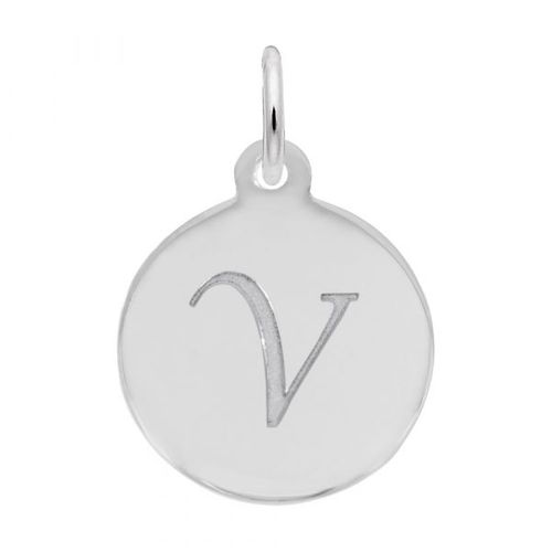 Petite Initial Disc - Script V 14k Gold Charm - 10-1896-22-14kw