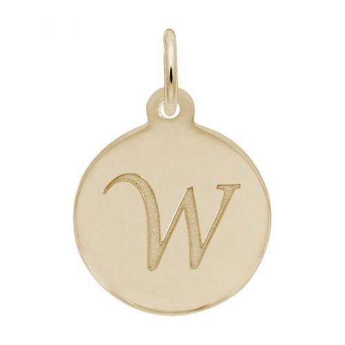 Petite Initial Disc - Script W 10k Gold Charm - 10-1896-23-10k
