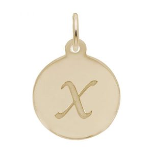 Petite Initial Disc - Script X 14k Gold Charm - 10-1896-24-14k