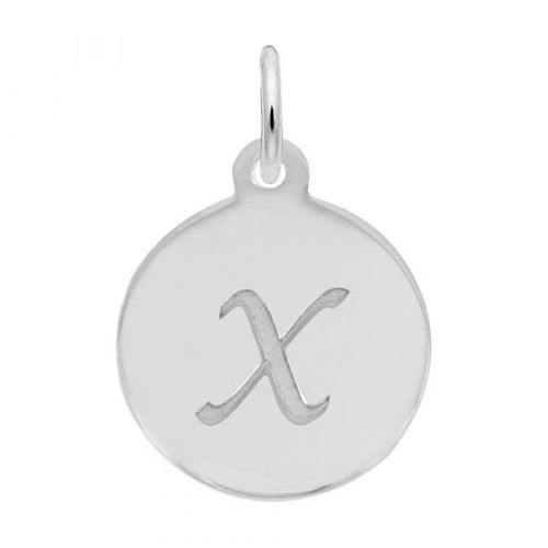 Petite Initial Disc - Script X Sterling Silver Charm- 10-1896-24-ss