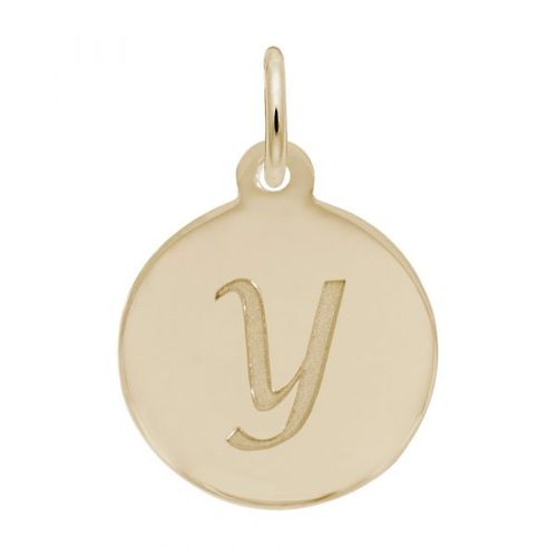 Petite Initial Disc - Script Y 14k Gold Charm - 10-1896-25-14k