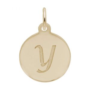 Petite Initial Disc - Script Y 14k Gold Charm - 10-1896-25-14k