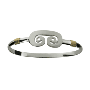 Petroglyph Hook Bracelet - Sterling Silver & 14K Gold 4mm 7 Inch