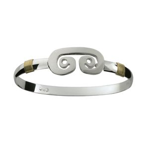 Petroglyph Hook Bracelet - Sterling Silver & 14K Gold 6mm 8.5 Inch