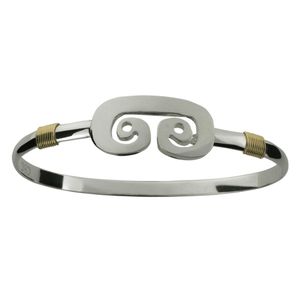 Petroglyph Hook Bracelet - Sterling Silver & 14K Gold 8mm 7.5 Inch