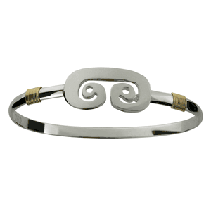 Petroglyph Hook Bracelet - Sterling Silver & 14K Gold 8mm 8.5 Inch