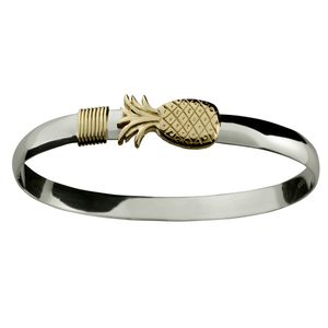 Pineapple Hook Bracelet - Sterling Silver & 14K Gold 6mm 7.0 Inch