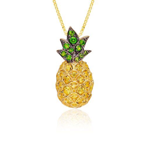 Pineapple Tsavorite Gold Pendant, Hawaiian Inspired Pendant, PIP-35815