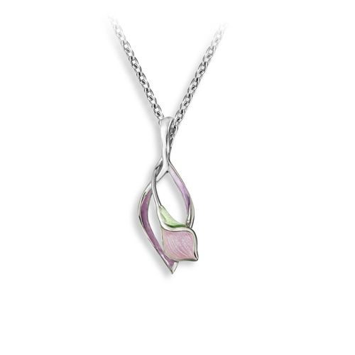Pink Calla Lily Necklace  Sterling Silver - NN0596B