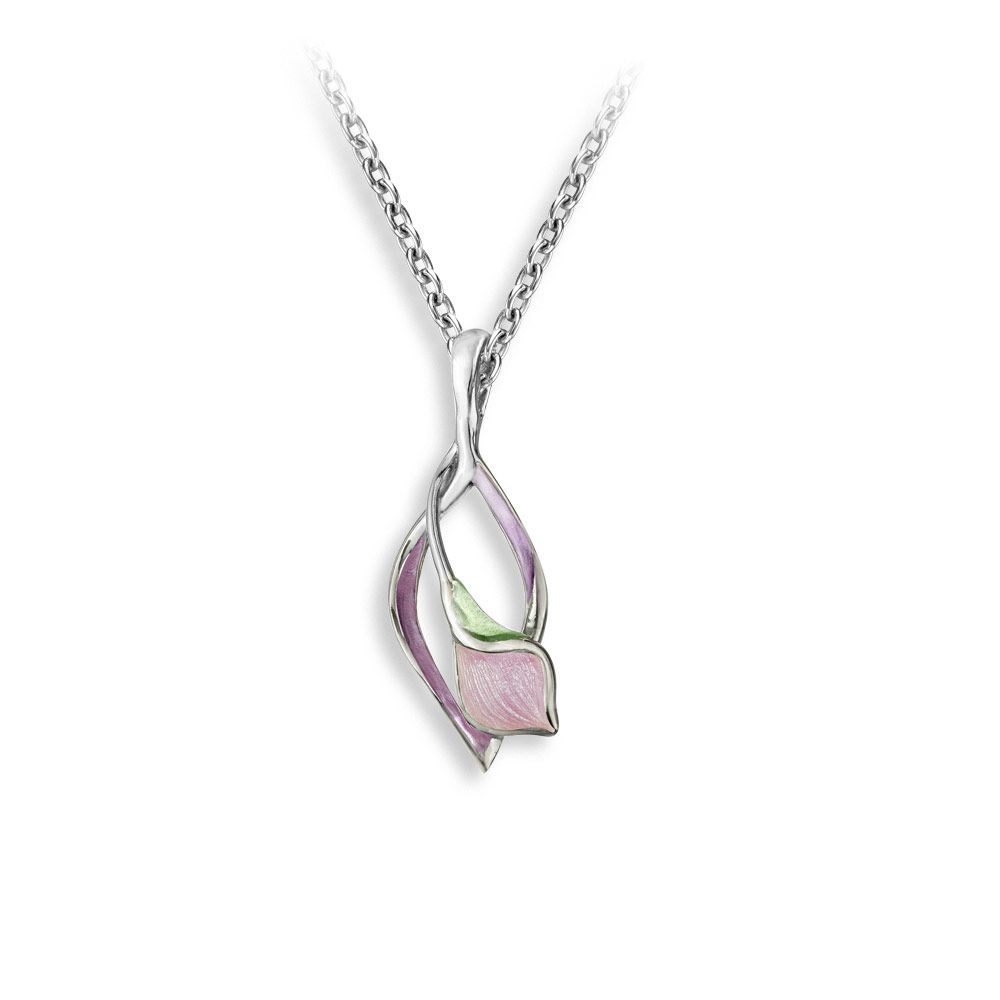 Pink Calla Lily Necklace  Sterling Silver - NN0596B