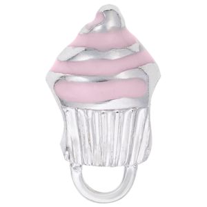 Pink Cupcake Charmdrop - Sterling Silver - 10-9187-1-s