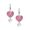 Pink Dangle Heart Sterling Silver Wire Earrings 12mm  - NW0467B
