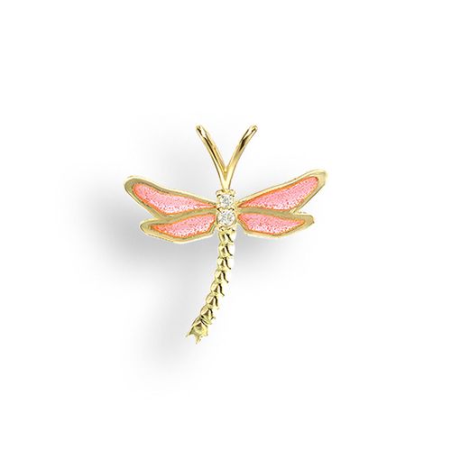 Pink  Plique-a-Jour Dragonfly Pendant  18K -Diamond   - NPG061WB