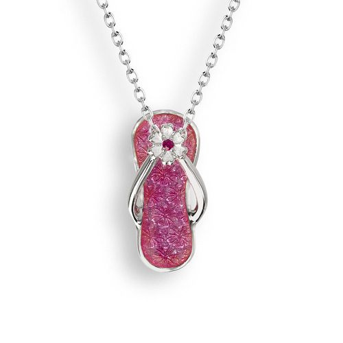 Pink Flip-Flop Necklace Sterling Silver-Ruby - NN0391XB