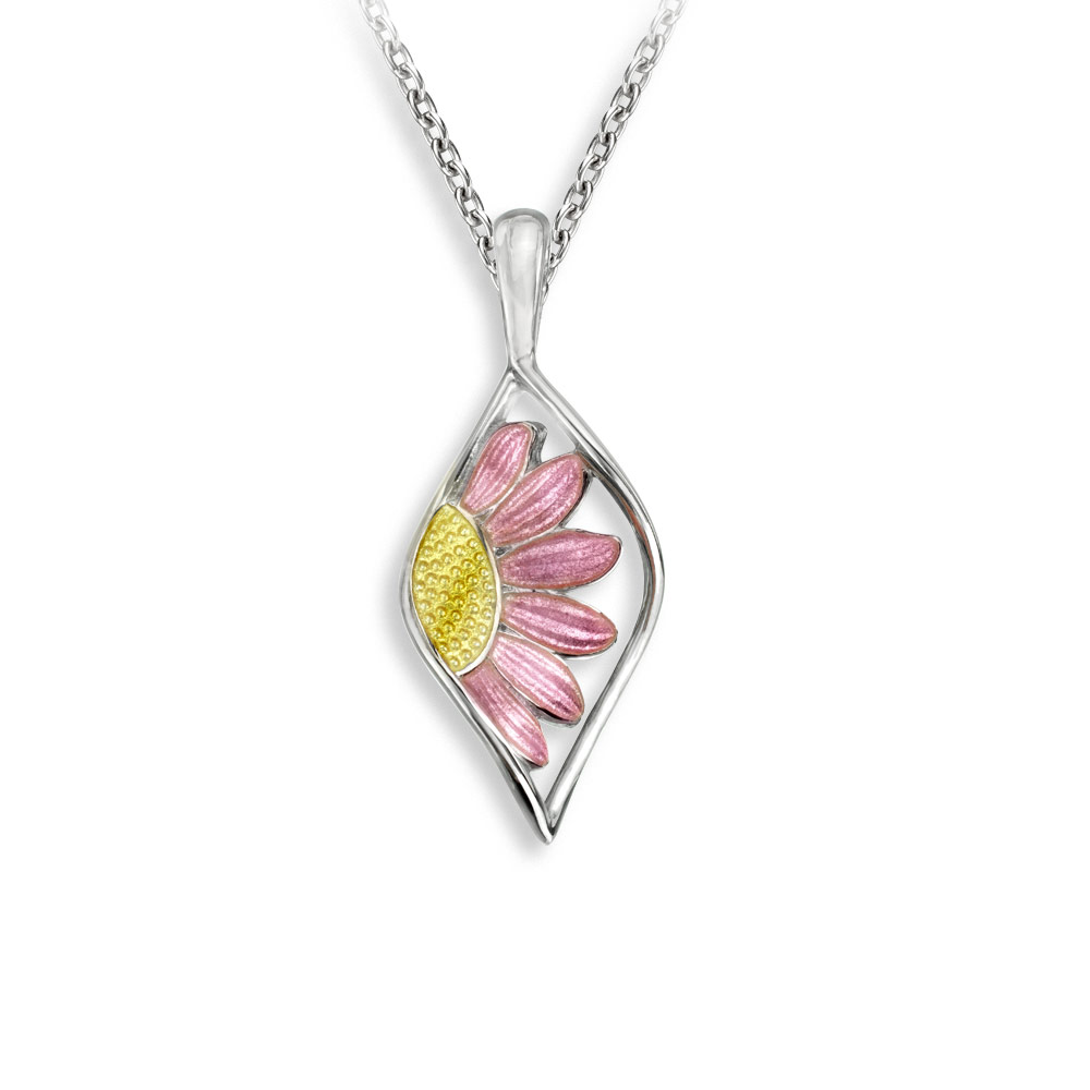 Pink Flower Necklace  Sterling Silver - NN0595C