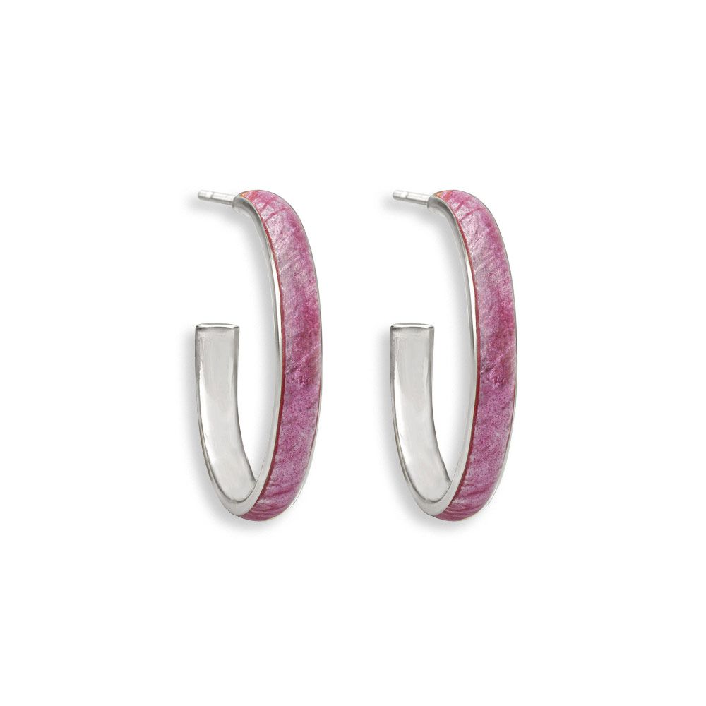 Pink Hoop Earrings  Sterling Silver - NE0498F