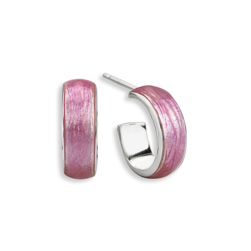 Pink Huggie Post Earrings  Sterling Silver - NE0482E