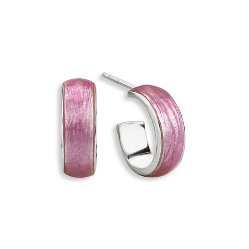 Pink Huggie Post Earrings  Sterling Silver - NE0482E