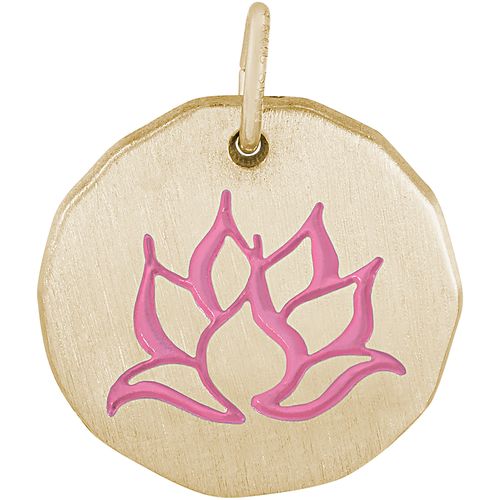 Pink Paint Lotus Flower Charm - 10K Gold - 10-1558