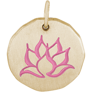Pink Paint Lotus Flower Charm - Gold Plated 10-1562-gp