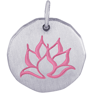 Pink Paint Lotus Flower Charm - Sterling Silver 10-1562-s