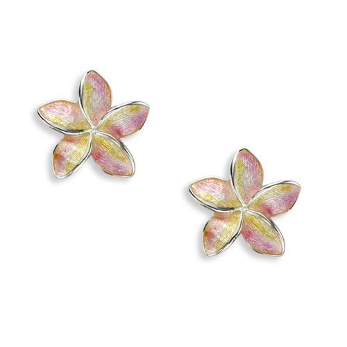 Pink Plumeria Post Earrings, Sterling Silver - NE0500A