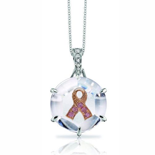 Pink Sapphire Breast Cancer Ribbon Pendant